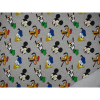 French Terry Stoff - Disney Micky Maus, Donald, Pluto, Goofy, angeraut, grau