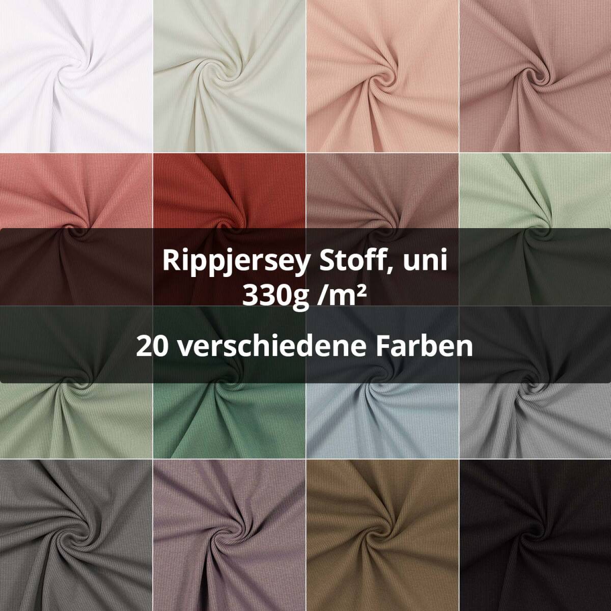 Rippjersey Stoff, uni