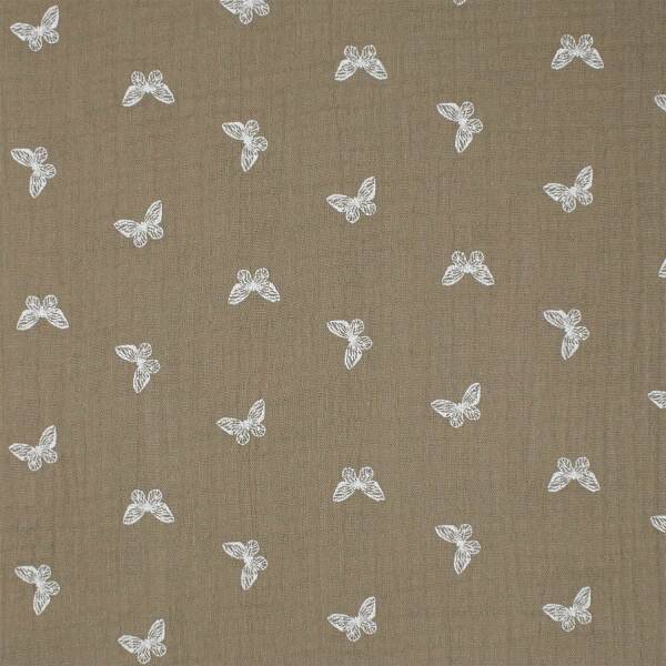 Musselin Schmetterlinge, Double Gauze, beige