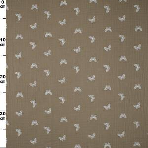 Musselin Schmetterlinge, Double Gauze, beige
