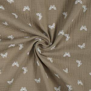 Musselin Schmetterlinge, Double Gauze, beige