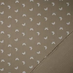 Musselin Schmetterlinge, Double Gauze, beige