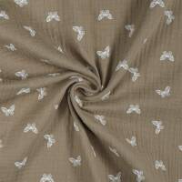 Musselin Schmetterlinge, Double Gauze, beige