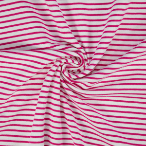 Jersey Mika, gestreift, 2,5mm und 5mm, pink/weiß