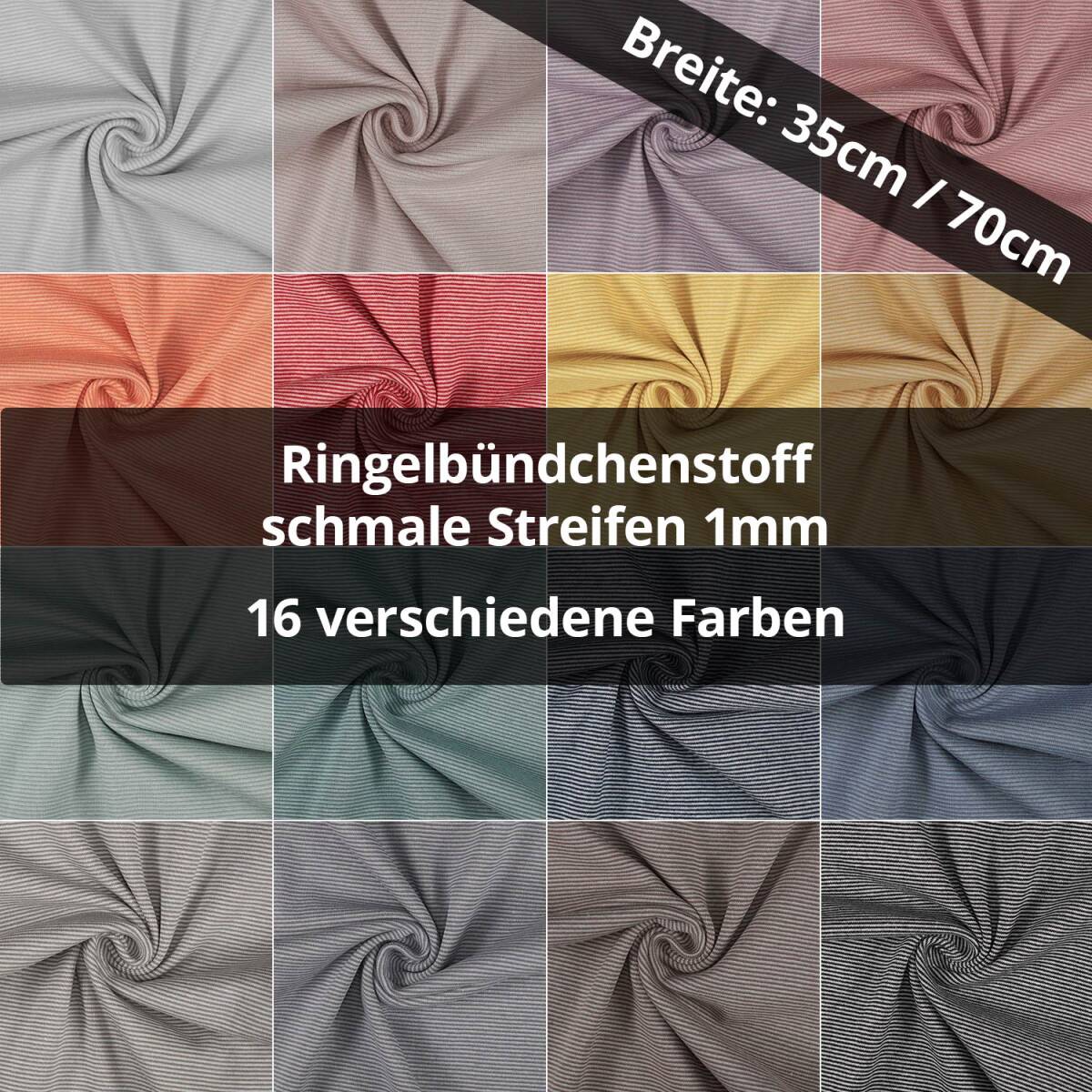 Ringelbündchen schmale Streifen 1mm, Schlauchware