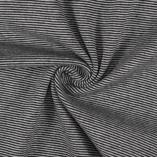 Ringelbündchen Streifen 1mm, Schlauchware, schwarz