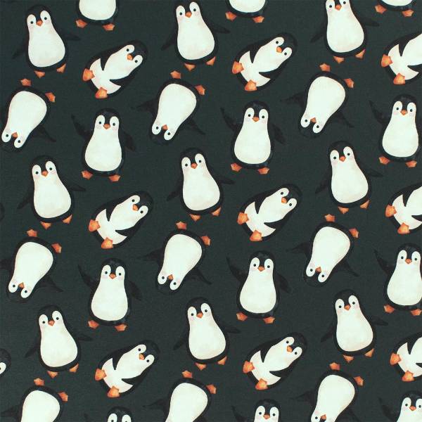 Softshell Stoff Pinguine, anthrazit
