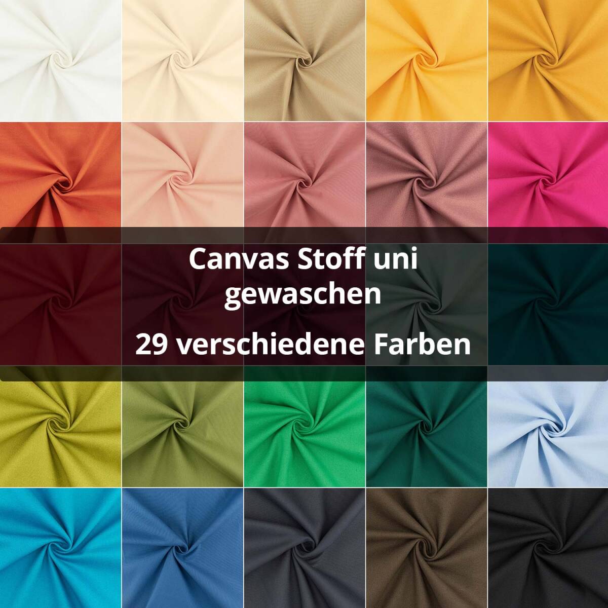 Canvas Stoff gewaschen, uni