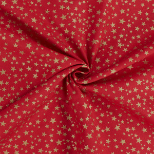 Baumwollstoff Sterne mit Glitzereffekt, Weihnachten, rot