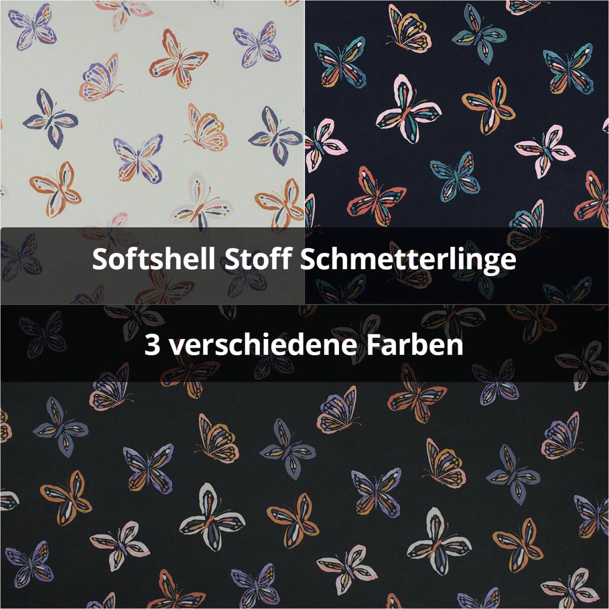 Softshell Stoff Schmetterlinge mit Elasthananteil
