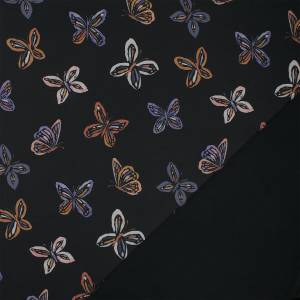 Softshell Stoff Schmetterlinge mit Elasthananteil, schwarz