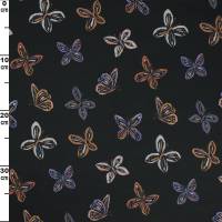 Softshell Stoff Schmetterlinge mit Elasthananteil, schwarz