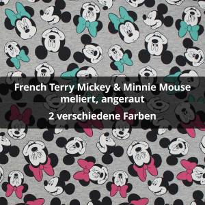  French Terry Stoff Mickey und Minnie Mouse, angeraut,...