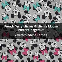  French Terry Mickey und Minnie Mouse, angeraut, meliert