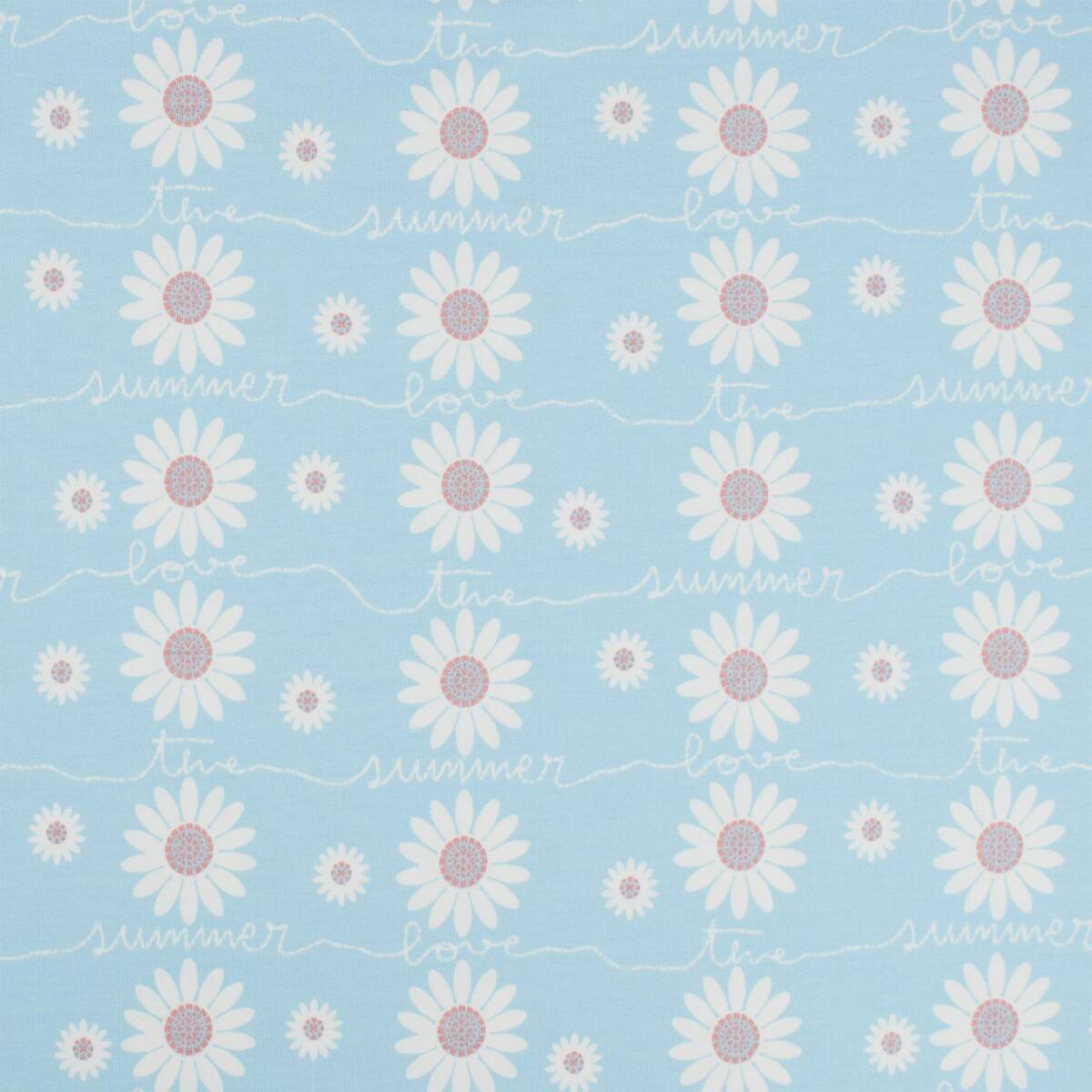 French Terry the summer love, Blüten, ungeraut, hellbla