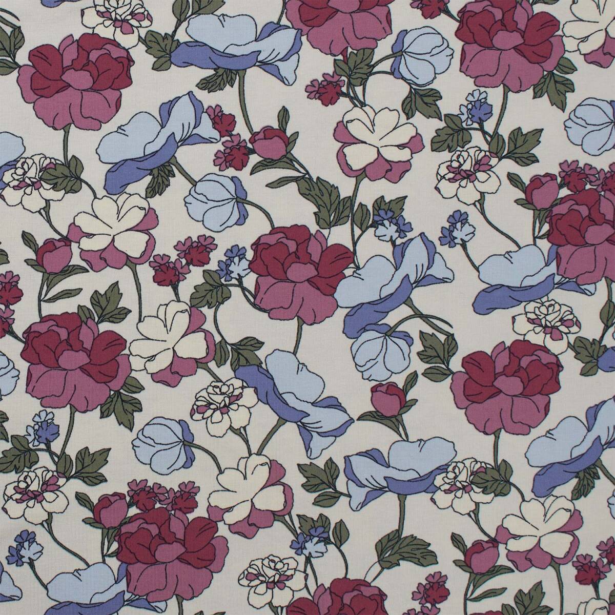 Jersey Blumen, ecru box