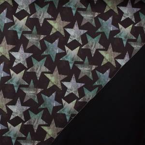 Softshell Stoff Sterne mit Elasthananteil, schwarzbraun