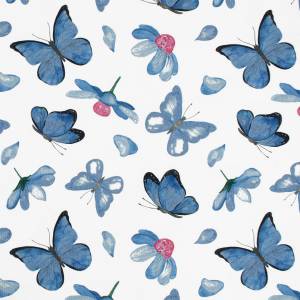 Jersey bunte Schmetterlinge, blau/weiß