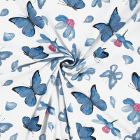 Jersey bunte Schmetterlinge, blau/weiß