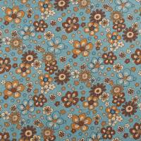 Jersey Blumen, meliert blau