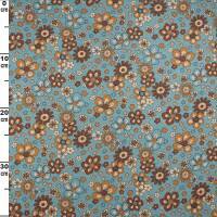 Jersey Blumen, meliert blau