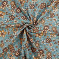 Jersey Blumen, meliert blau