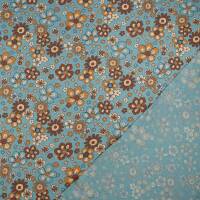 Jersey Blumen, meliert blau