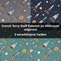  French Terry Stoff Raketen im Weltraum, ungeraut