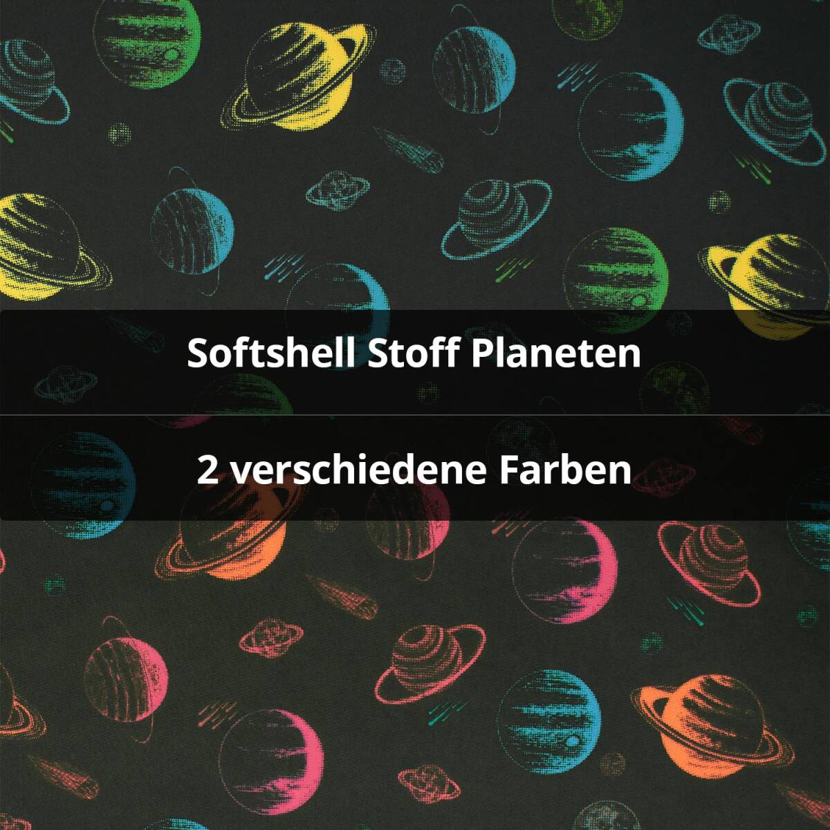 Softshell Stoff Planeten mit Elasthananteil