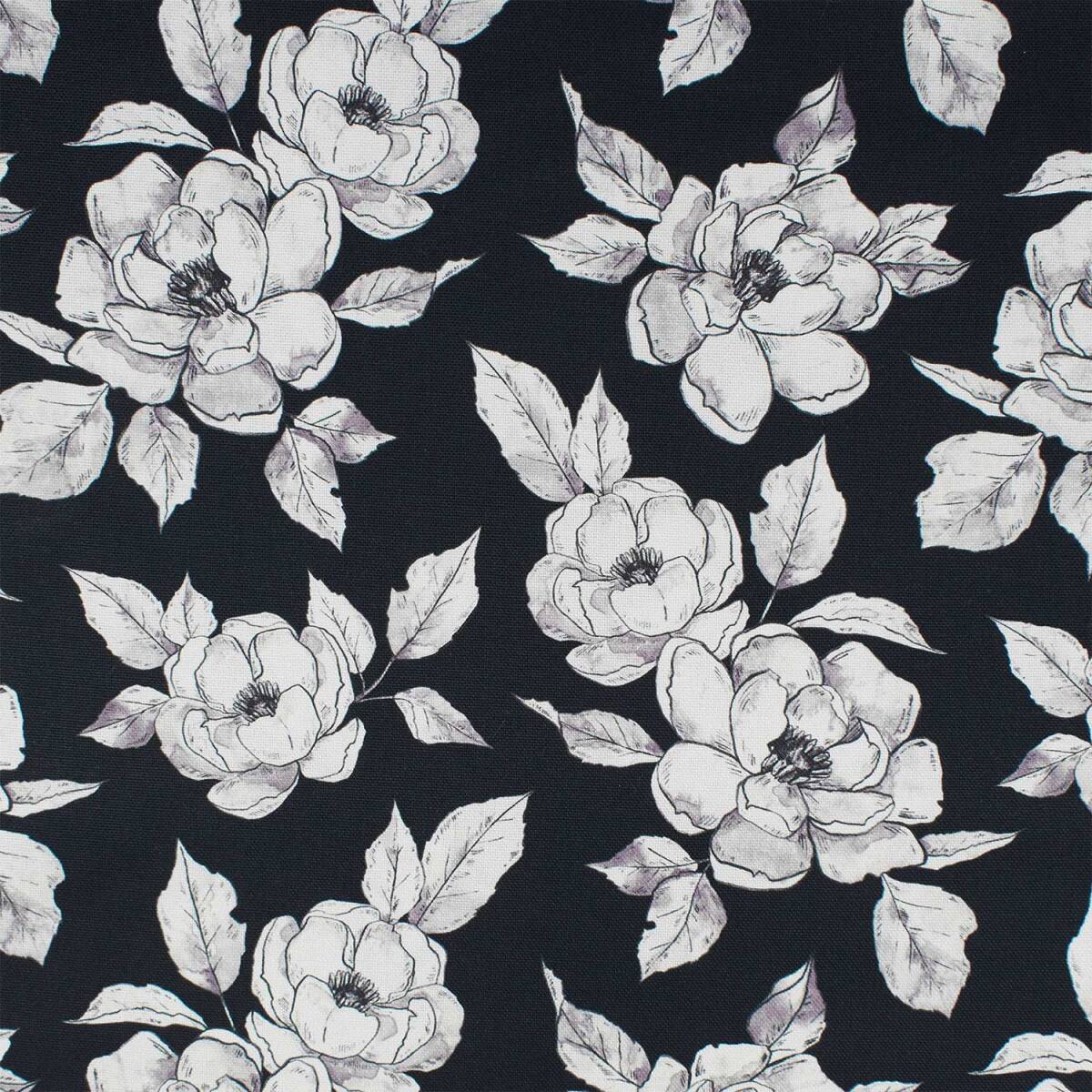 Canvas Stoff Blumen, schwarz box