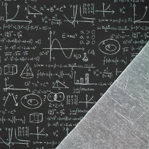 Halbpanama Stoff mathematische Formeln, Leinenoptik, schwarz