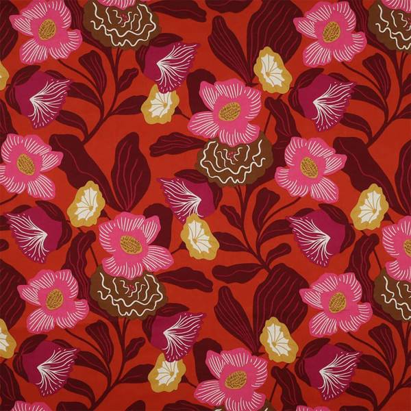 Baumwollvoile London Floral, rot