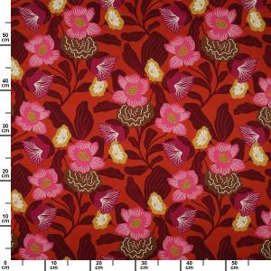 Baumwollvoile London Floral, rot