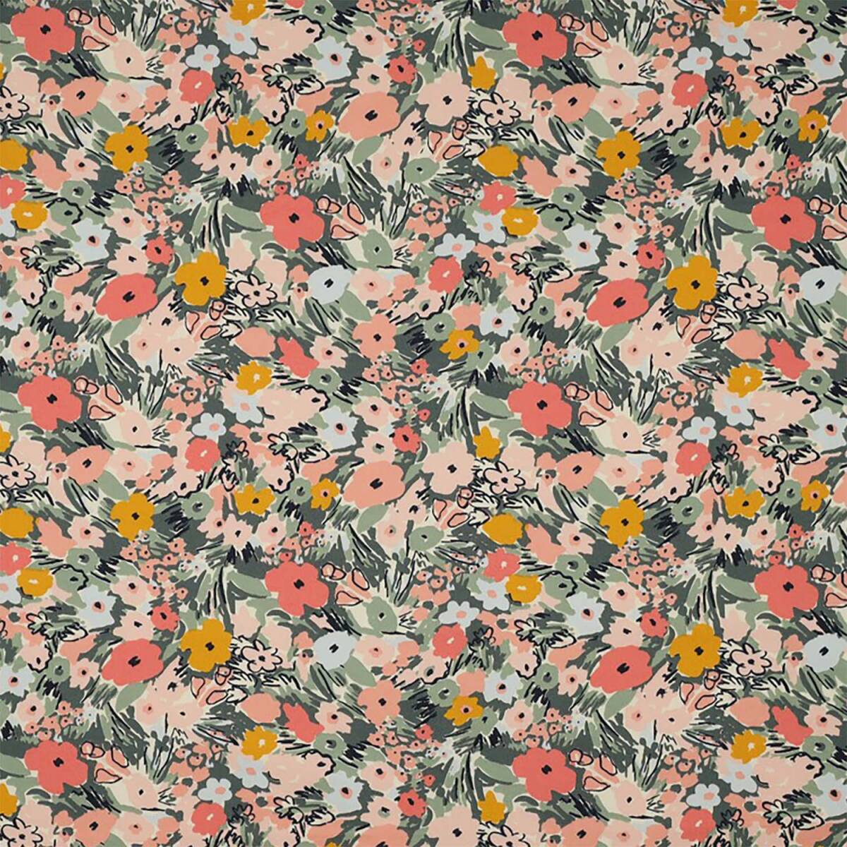 Baumwollstoff Popeline Floral Fest, blush