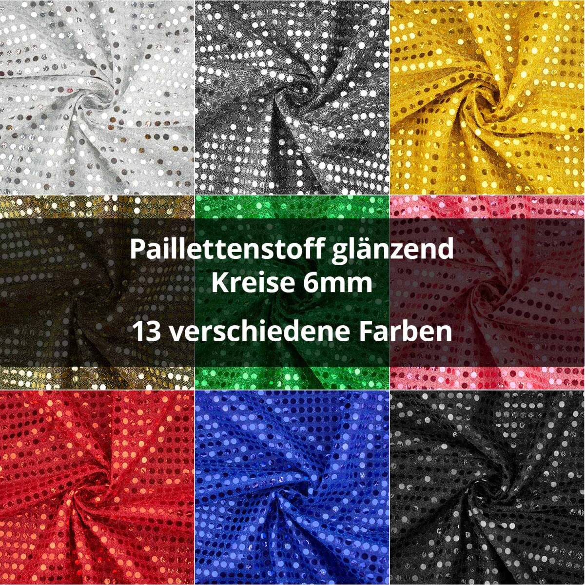 Paillettenstoff, Kreise 6mm, glänzend