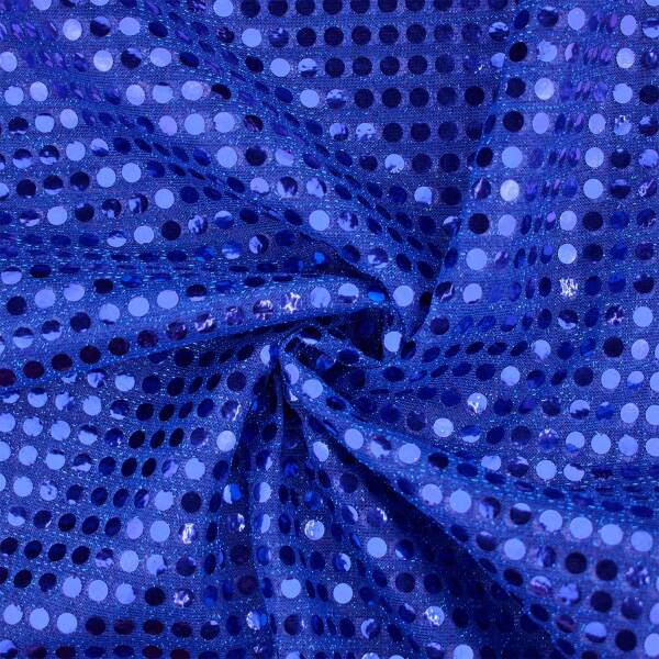 Paillettenstoff, Kreise 6mm, glänzend, royalblau