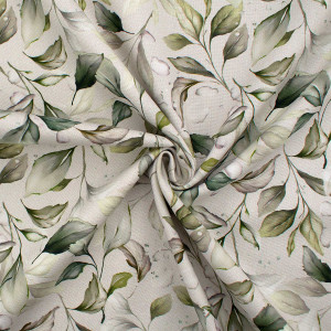 Canvas Stoff Eukalyptusblätter, natur