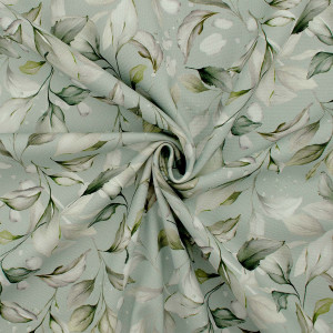 Canvas Stoff Eukalyptusblätter, dunkelmint