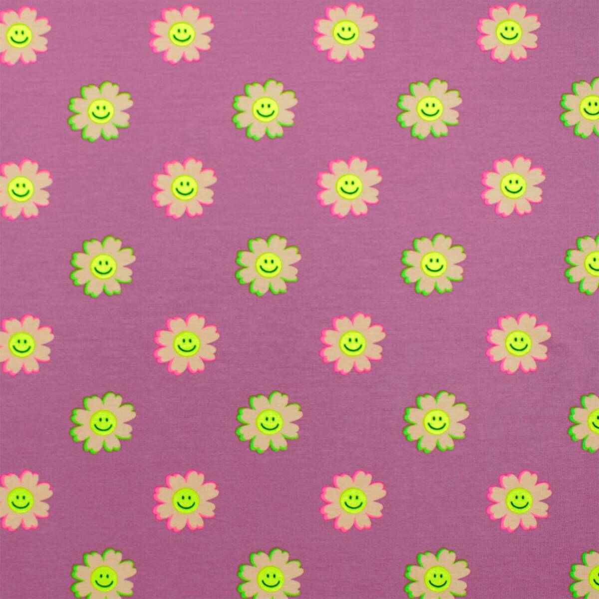Jersey Stoff fröhliche Blumen neon, box