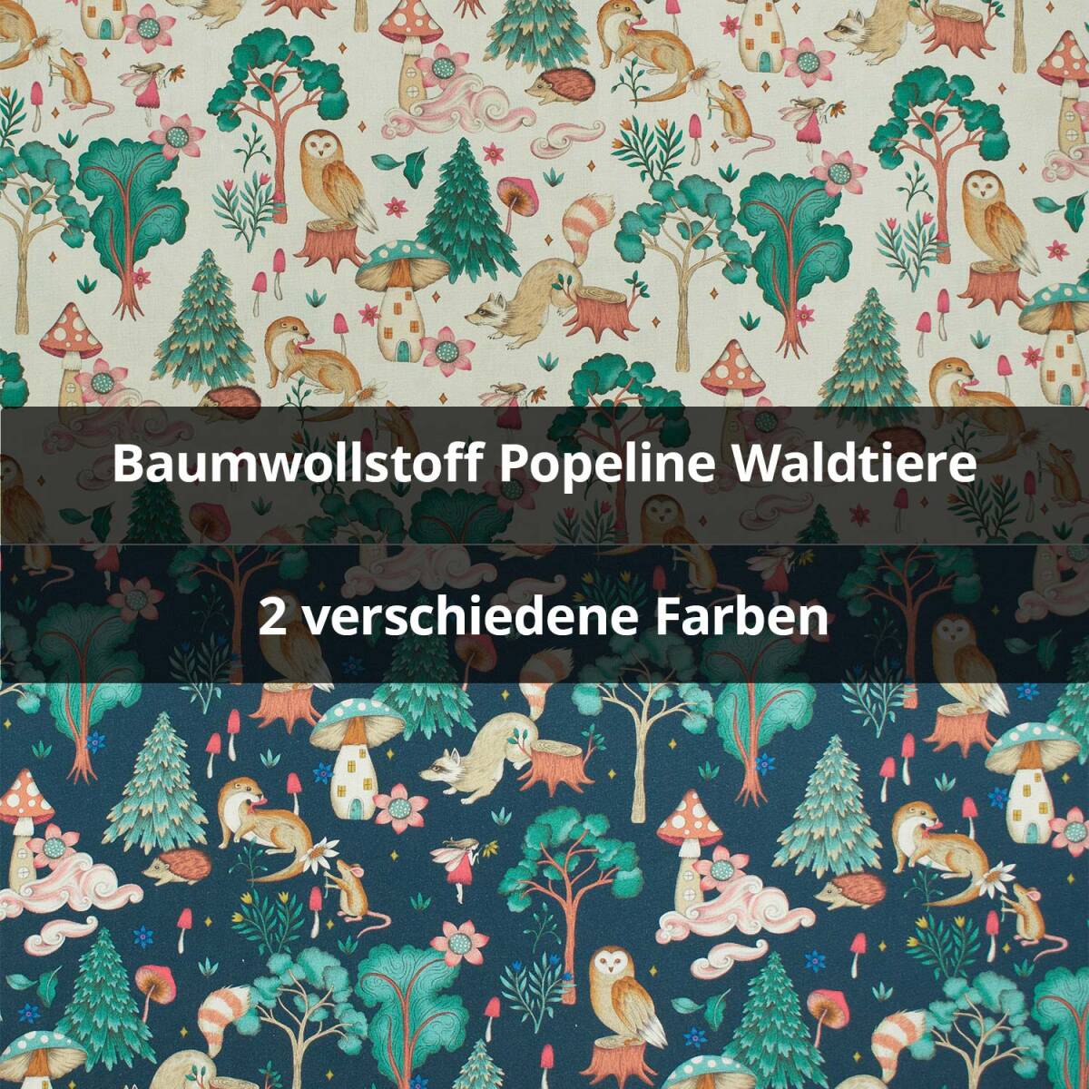 Baumwollstoff Popeline Waldtiere
