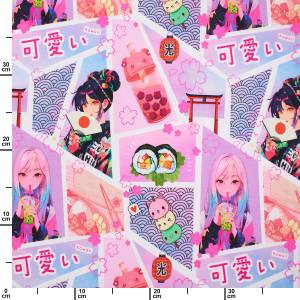 Jersey Stoff Manga, Comic, pink