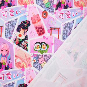 Jersey Stoff Manga, Comic, pink