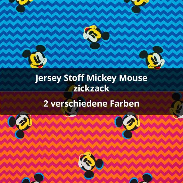  Jersey Stoff Mickey Mouse, zickzack