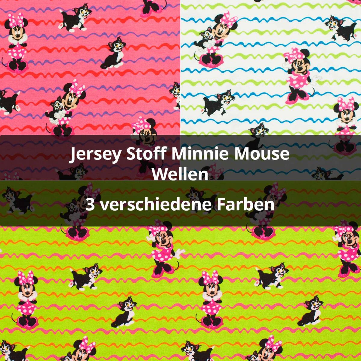 Jersey Stoff Minnie Mouse, Wellen