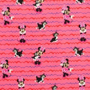 Jersey Stoff Minnie Mouse, Wellen, pink