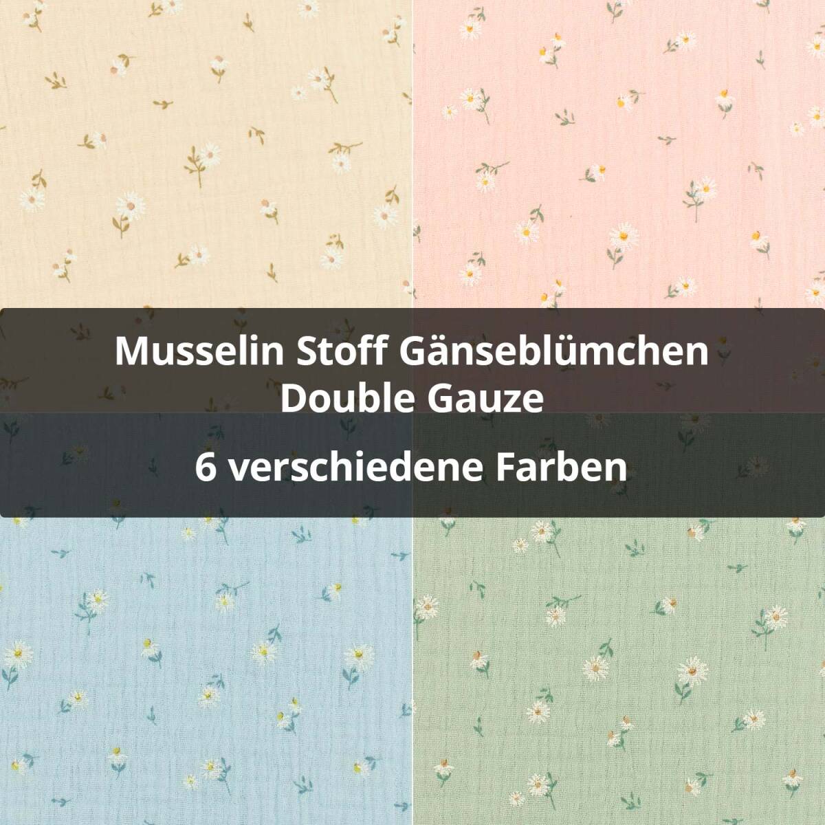 Musselin Stoff Gänseblümchen, Double Gauze