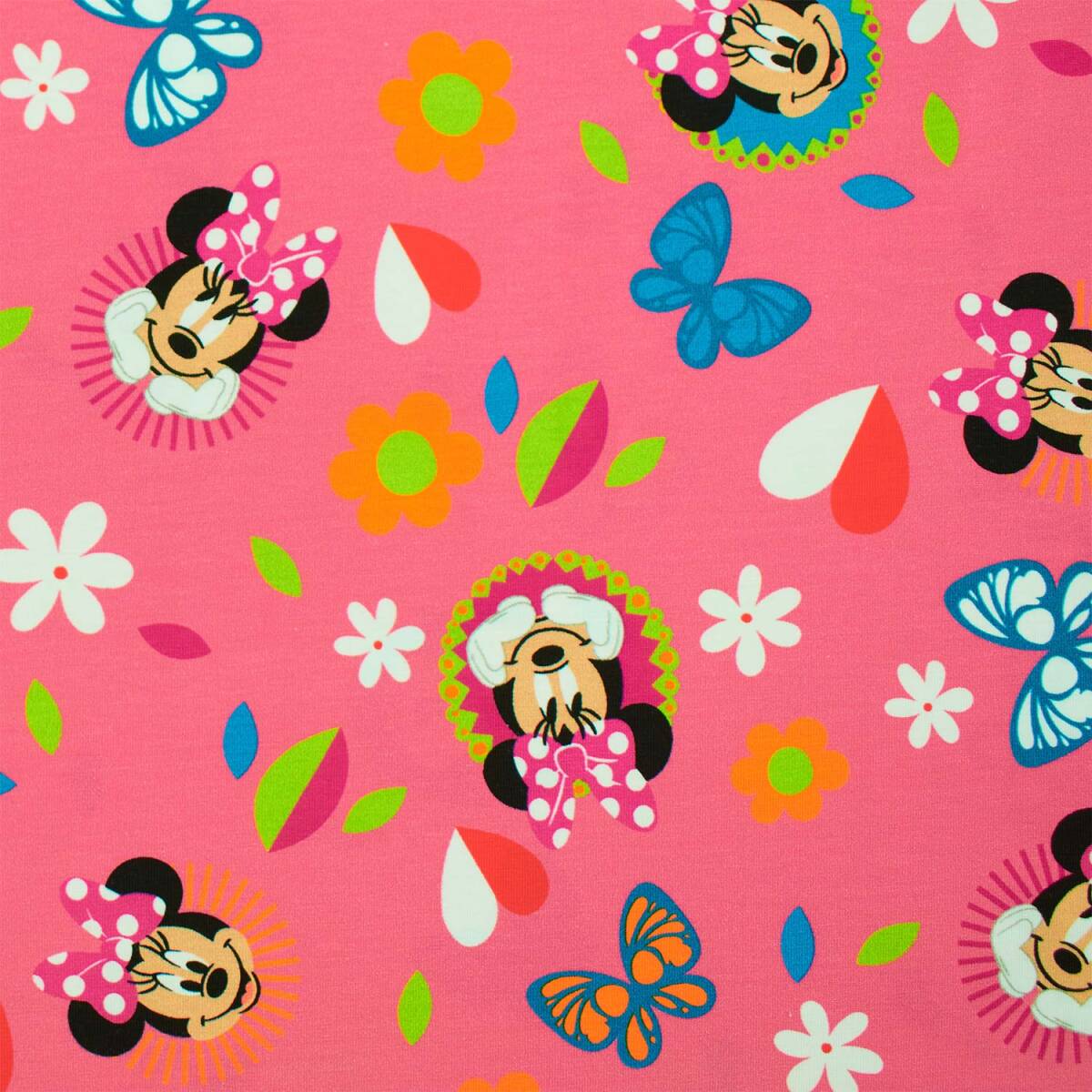Jersey Stoff Minnie Mouse, Blumen, Schme box