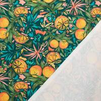 Canvas Stoff Orangen, petrol
