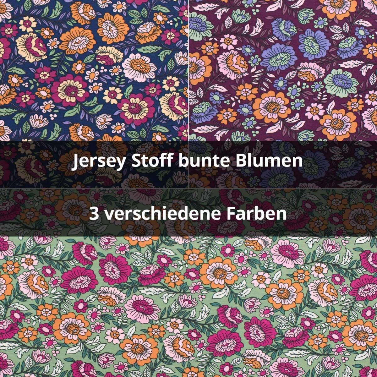 Jersey Stoff bunte Blumen
