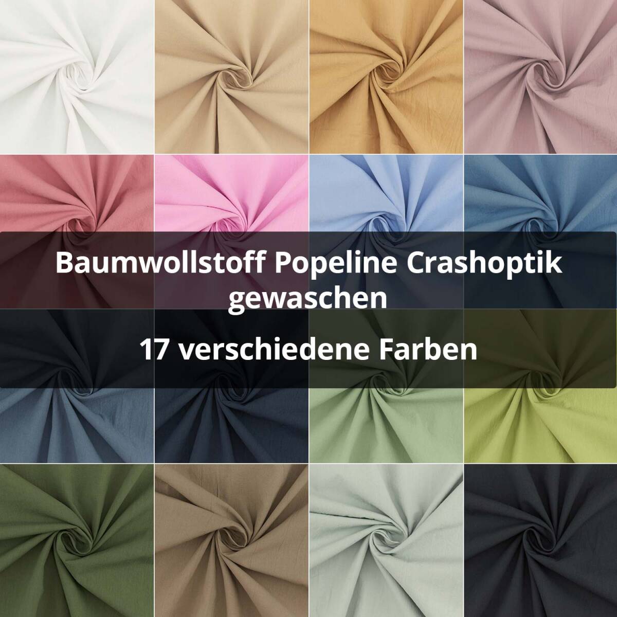 Baumwollstoff Popeline Crashoptik, gewaschen, uni